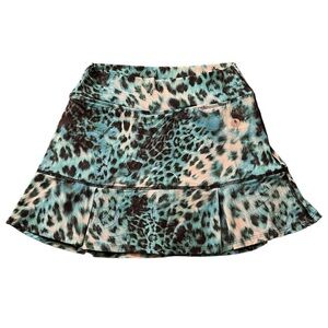 DONAJO JUNIOR GIRLS SIZE 1 ATHLETIC SKORT BLUE LEOPARD PRINT